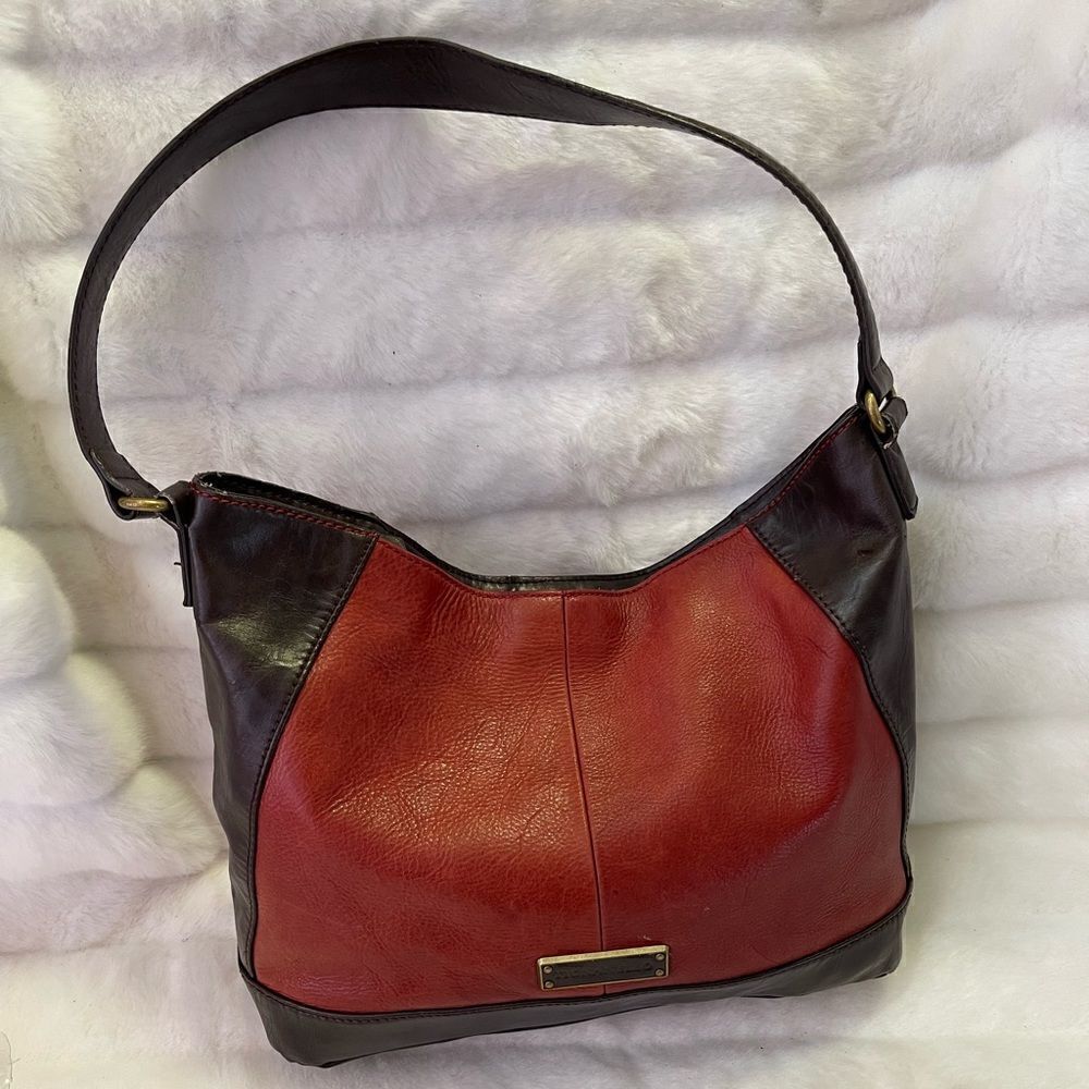 Tignanello  leather Rustic red & Brown shoulder bag with antique tone hardwares